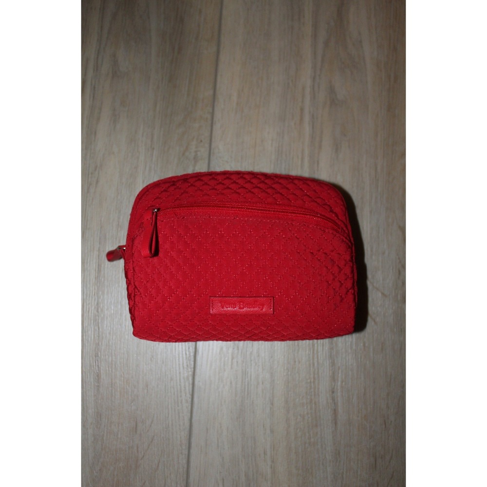 Vera‎ Bradley Red Quilted Cotton Cosmetic Makeup Bag Toiletry Case VBD17